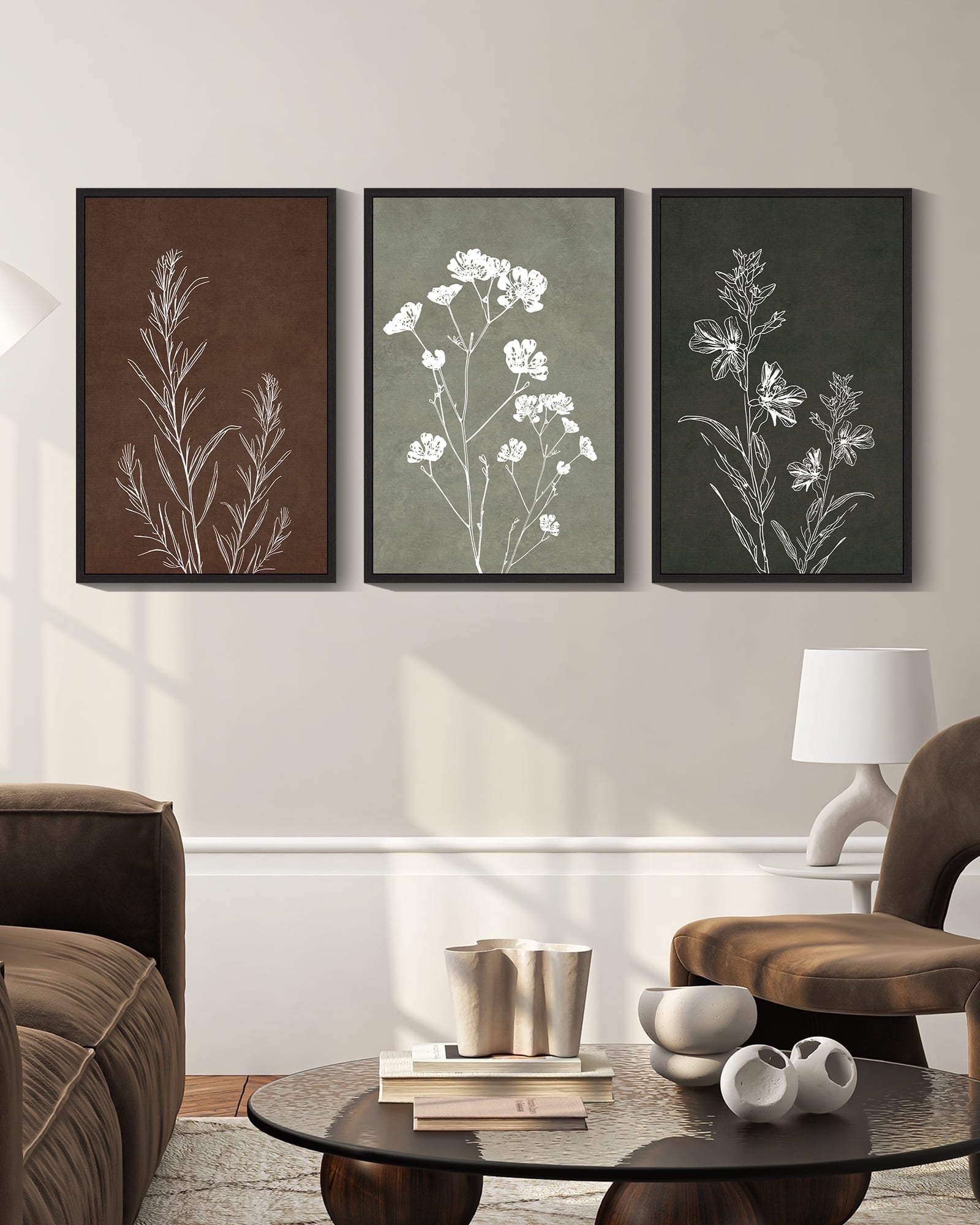 Flower Wall Art Vintage Floral Minimalist Wall Hanging Decor 16x24in3pcs Large Farmhouse Colorful Botanical Prints Artwork for Bedroom Living Room Hallway Black Framed
