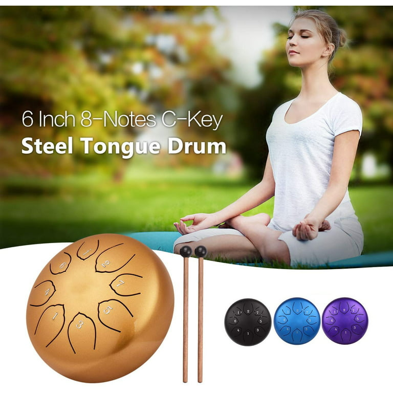 MUSCELL Steel Tongue Drum 6 Pouces 8 Notes, Hand Rwanda