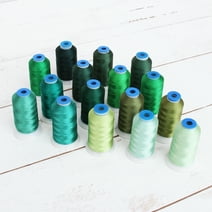 16 Cone Green Color Builder Polyester Thread Set by Threadart - 1000m Cones - Brilliant Finish - For Machine Embroidery