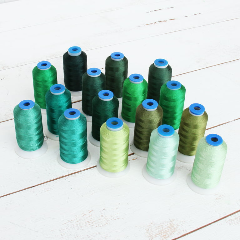16 Cone Green Color Builder Polyester Thread Set by Threadart