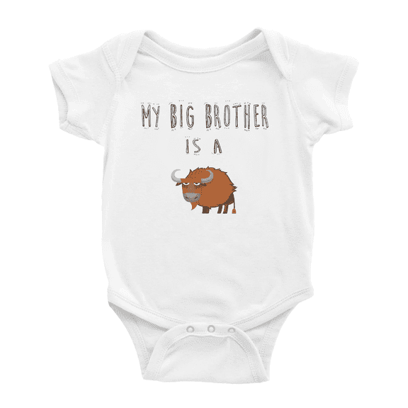 My Big Brother Is A Bison Funny Announcement Baby Bodysuit