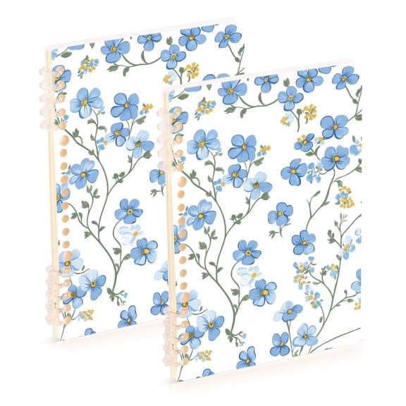 FORMRS 1-Subject Spiral Notebook 8" x 5" College Ruled 60 Refillable Sheet, 2 Pack, Forget Me Not