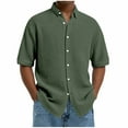 thumbnail image 2 of Handshe Men's Waffle Knit Button-Up Shirt, Solid Color Casual Design, Short Sleeve with Collar for Everyday Casual Wear, 2 of 6