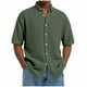 thumbnail image 2 of Blusa y camisa de manga corta con cuello vuelto para hombre, color liso, informal, a la moda, de manga corta, con cuello vuelto y botones, blusa de poliéster para hombre., 2 of 6