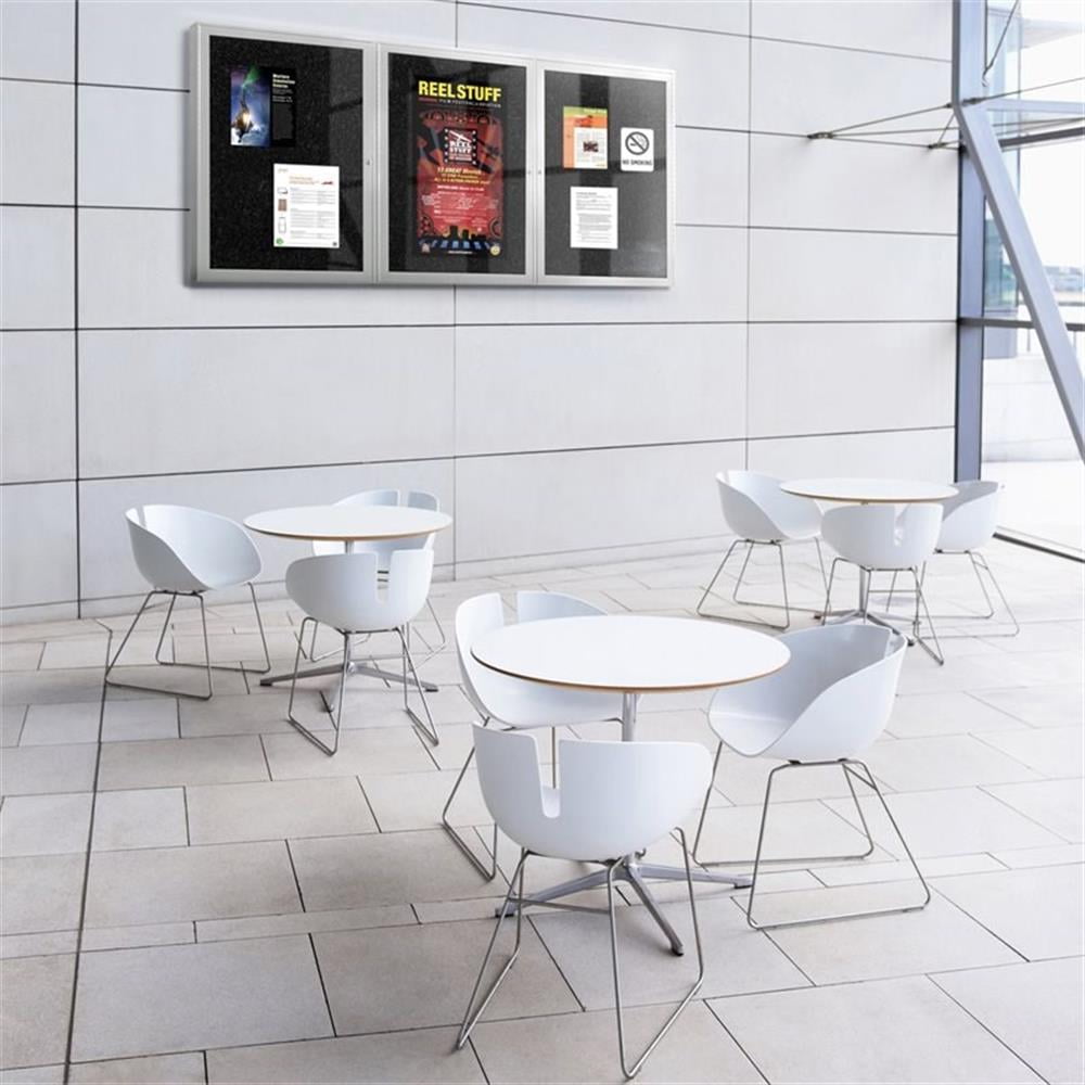 Ghent's 36" x 72" 3 Door Enclosed Rubber Bulletin Board in Multi-Color