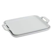 Denmark Tools for Cooks 2 Piece Stoneware Rectangular Serving Trays Platters Set with Handles, White