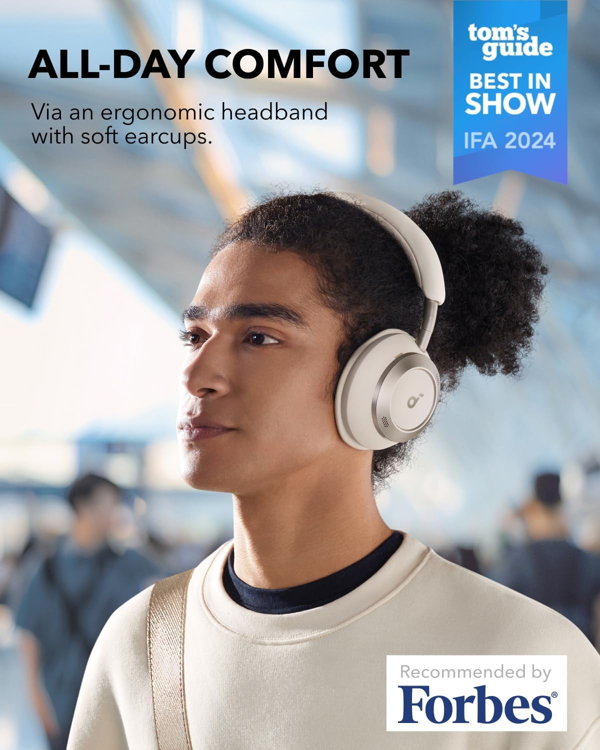 Soundcore Space One Pro by Anker, Adaptive Active Noise Cancelling Headphones Driven by 6 Mics