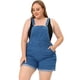thumbnail image 3 of Plus Size Overalls Denim Pants for Women Roll Hem Chambray Shorts Pants Denim Blue 3X, 3 of 5