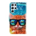 thumbnail image 3 of SaniMore for Samsung Galaxy S23 Ultra 6.8" 2023 Wallet Case, Color Painting Pattern with Kickstand Card Slots Detachable Wrist Strap Girls Women PU Leather Case Magnetic Clasp, Glass Cat, 3 of 8