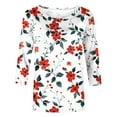 thumbnail image 4 of CYMMPU Summer Fashion Shirts 3/4 Sleeve Blouses for Women Dressy Casual Round Neck Spring Tops Loose Fit Tunic Tops Flower Printed Lightweight Basic T-Shirts Multicolor XXXL, 4 of 5