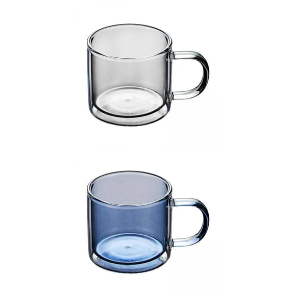 Pitycbo 2 Pieces 250 Ml Glass Cup Champagne Drinking Cups Double-Layer for Cafe