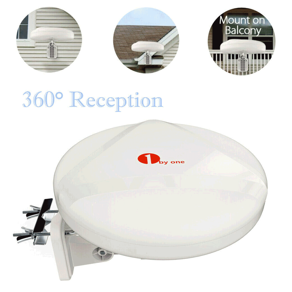1byone 100 Miles TV Antenna Amplified Antenna With Omni directional