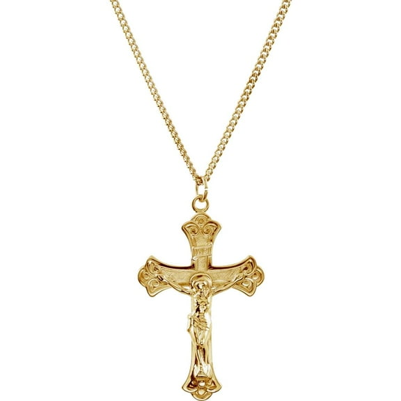 49.92x30.97mm Polished Crucifix Pendant Necklace 925 Sterling Silver With 24k Gold Plated Pendant for Women