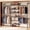 Black, variant on ROGALIS H3 Wall Mounted Clothes Rack, Industrial Pipe Closet Organizers System with 4 Telescopic Rod & 6 Shelves