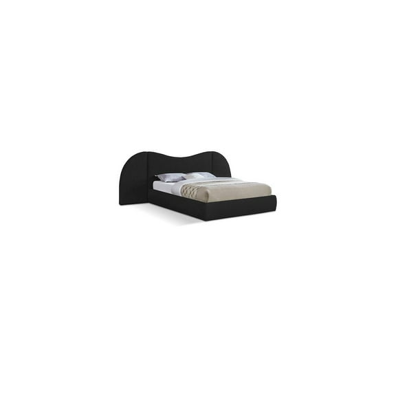 Meridian Furniture Everest Black Boucle Fabric Queen Bed