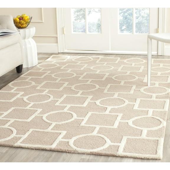 SAFAVIEH Cambridge Joyce Geometric Wool Area Rug, Beige/Ivory, 9' x 12'