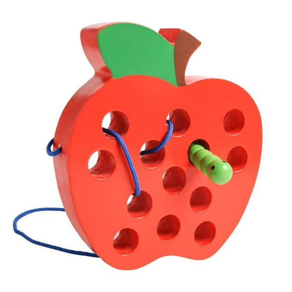 JCREN Jouets en Bois à Laçage avec Pomme, Jouets d'Enfilage en Bois, Bloc de Dentelle, Casse-Tête, Forme, Jeu de Voyage, Jouets d'Apprentissage Précoce, Motricité Fine, Cadeau Éducatif pour Tout-Petits, Bébés, Enfants, Garçons de 1 2 3 Ans