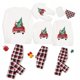 thumbnail image 1 of Pijamas familiares a juego de Navidad, Cuadros rojos con camión a árbol de Navidad, conjunto de pijamas grises con pijamas de bebé, 1 of 4