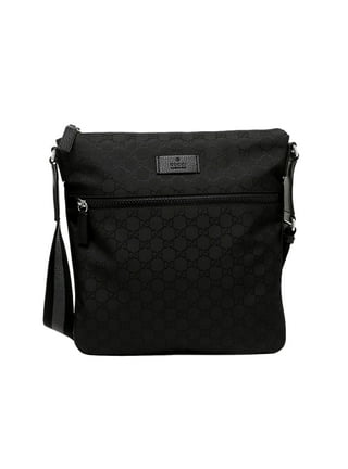 GUCCI black leather BESTIARY Bee GG Supreme Canvas Cross Body