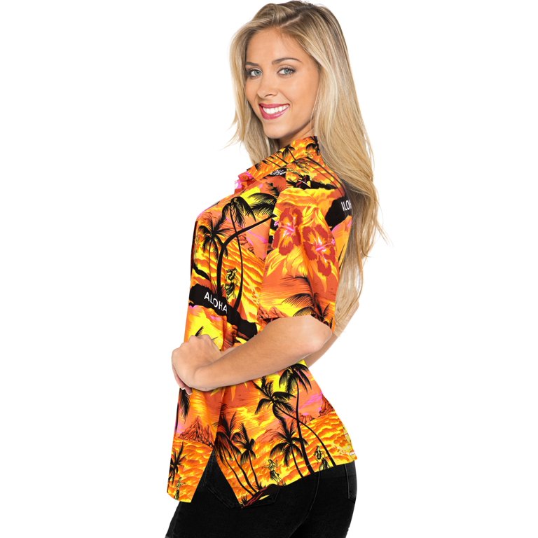 LA LEELA Women's Plus Size Hawaiian Shirt Aloha Shirt Beachwear Outfit Work  from Home Clothes Women Beach Shirt Blouse Shirt Combo Pack of 2 Size