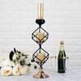 thumbnail image 6 of Efavormart 20" Metallic Gold & Black Geometric Candle Holders Two Tiers Stacked Design Votives Wholesale Holders with Amber Glass, 6 of 11