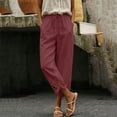 thumbnail image 5 of Axiiglly Women's Capris Pants Casual Loose High Waist Cropped Pants with Pockets Solid Color Holiday Outdoor Trousers S-3XL, 5 of 6