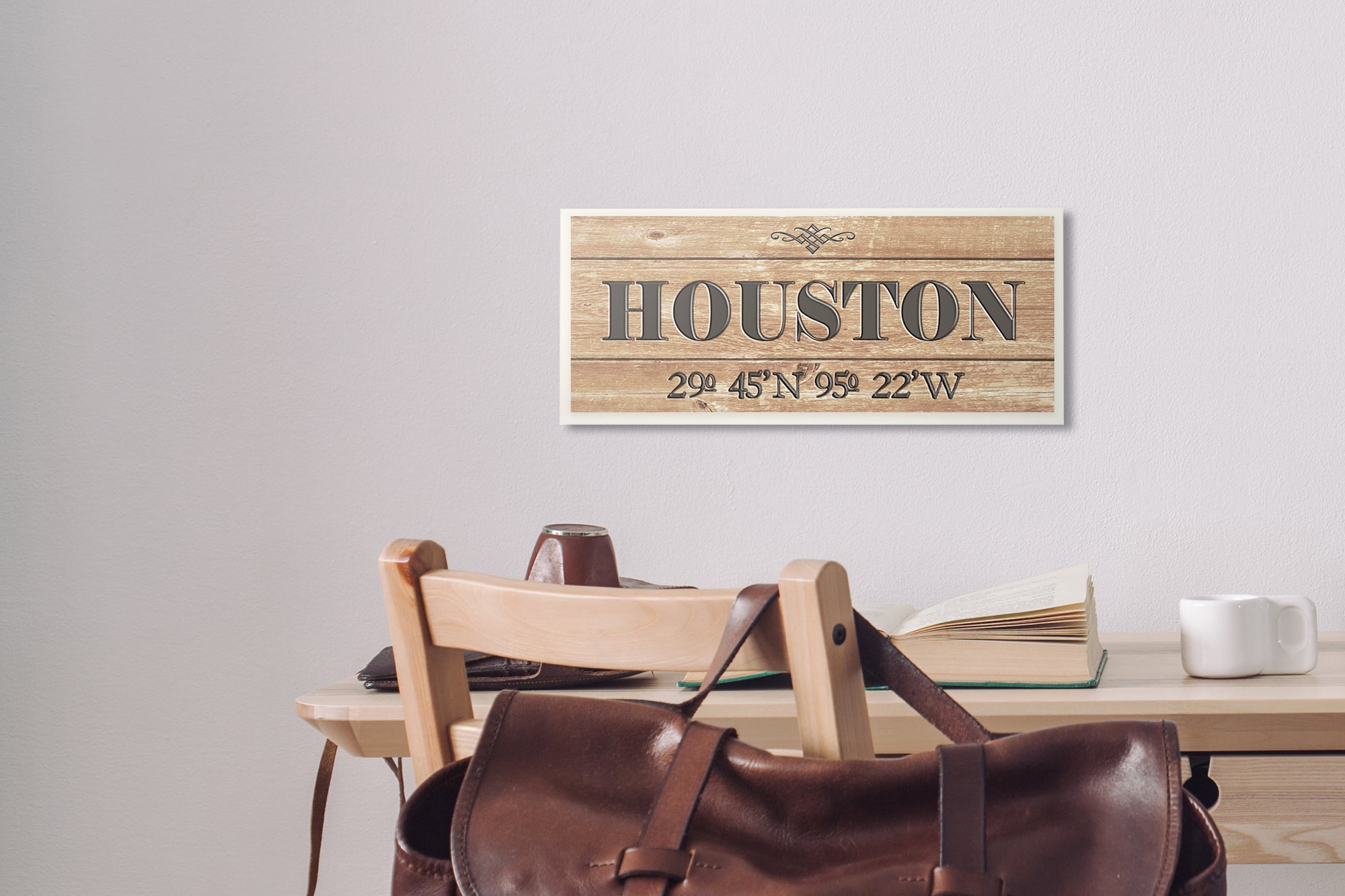 Stupell Industries Plank City Coordinates Houston Town & City Painting Unframed Art Print Wall Art, 7 x 17