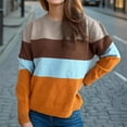 thumbnail image 3 of TKLPEHG Western Tops for Women Crew Neck Tops Casual Comfy Lightweight Classic Color Block Patchwork Loose Fashion Long Sleeve Pullover (Orange,L), 3 of 5