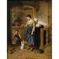 thumbnail image 2 of Edouard Castres 12x14 Black Ornate Wood Framed Double Matted Museum Art Print Titled: Playing with Kittens (1872), 2 of 5