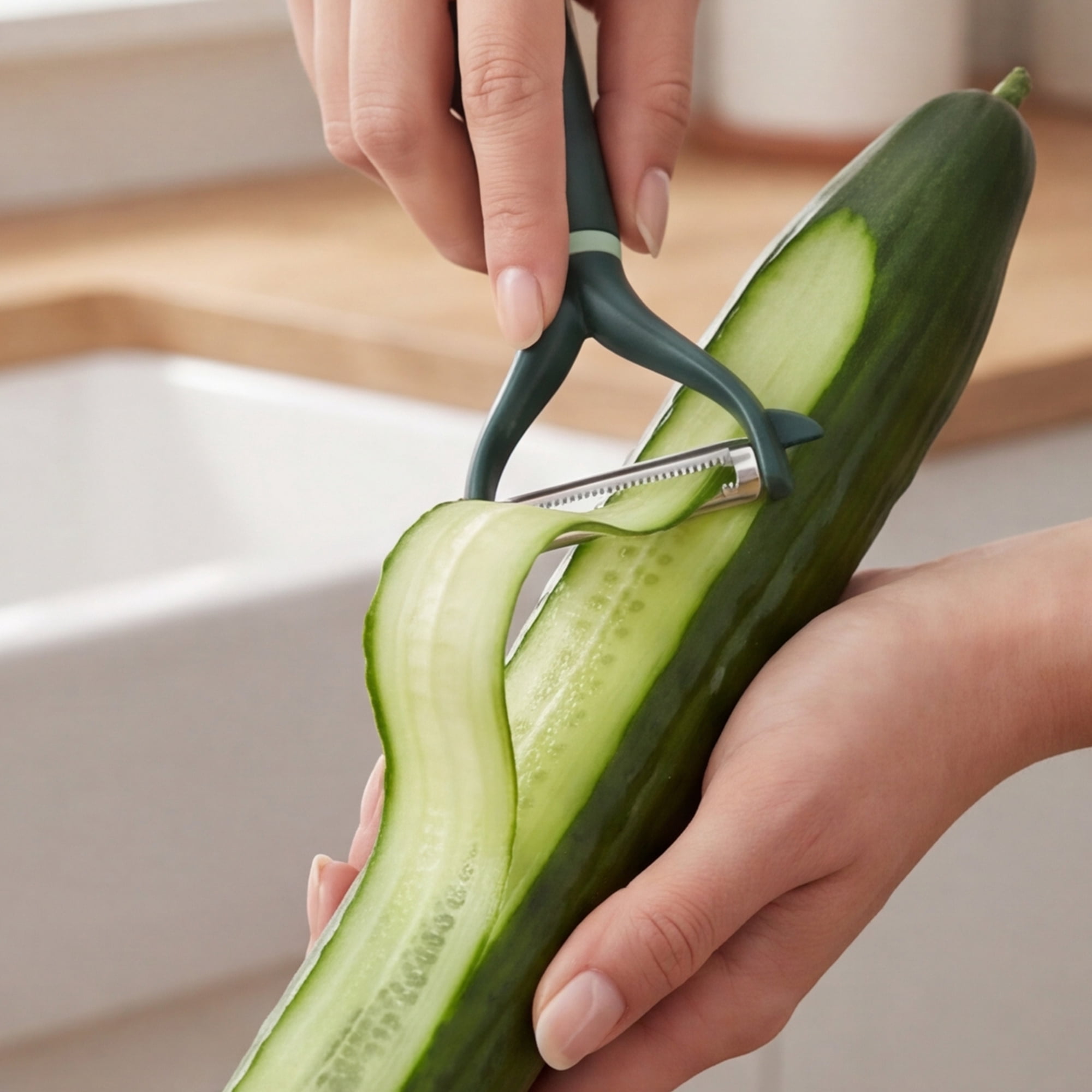 Unique Bargains Stainless Steel Peeler with Ergonomic Handle Emerald Green 6.7" x 3"