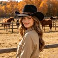 thumbnail image 2 of LILIYA Western Cowboy Hat for Women and Men, Classic Unisex Wide Brim Shapeable Headwear with Decorative Belt Buckle, Lightweight Sun Protection Hat, 2 of 5