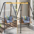thumbnail image 4 of Support de Chaise Hamac en Métal Robuste, Cadre de Chaise Oeuf en Acier Résistant aux Intempéries pour Usage Intérieur et Extérieur, 48.8 Pouces x 56.3 Pouces x 70.9 Pouces, Noir, Base Stable pour Porche, Jardin Ou Chambre, 4 of 7