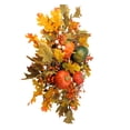 thumbnail image 5 of Northlight Fallen Leaves with Pine Cones and Pumpkins Artificial Thanksgiving Wreath, Orange 24-Inch, 5 of 6