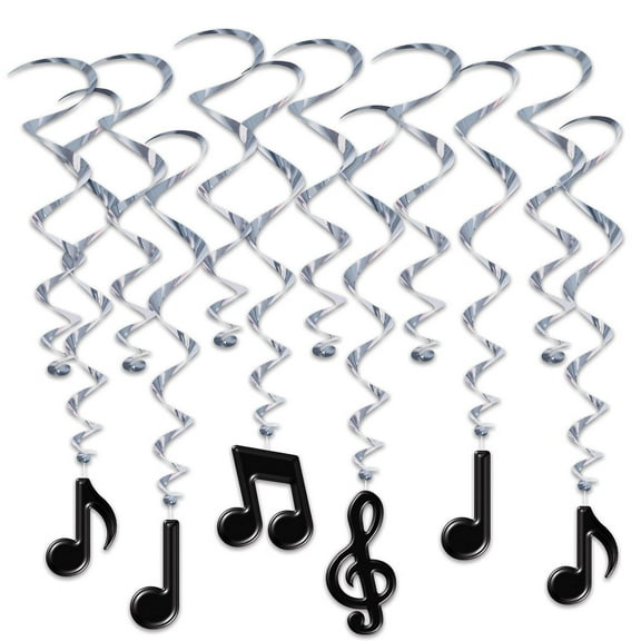 72 Pack Beistle Musical Notes Party Whirls - black
