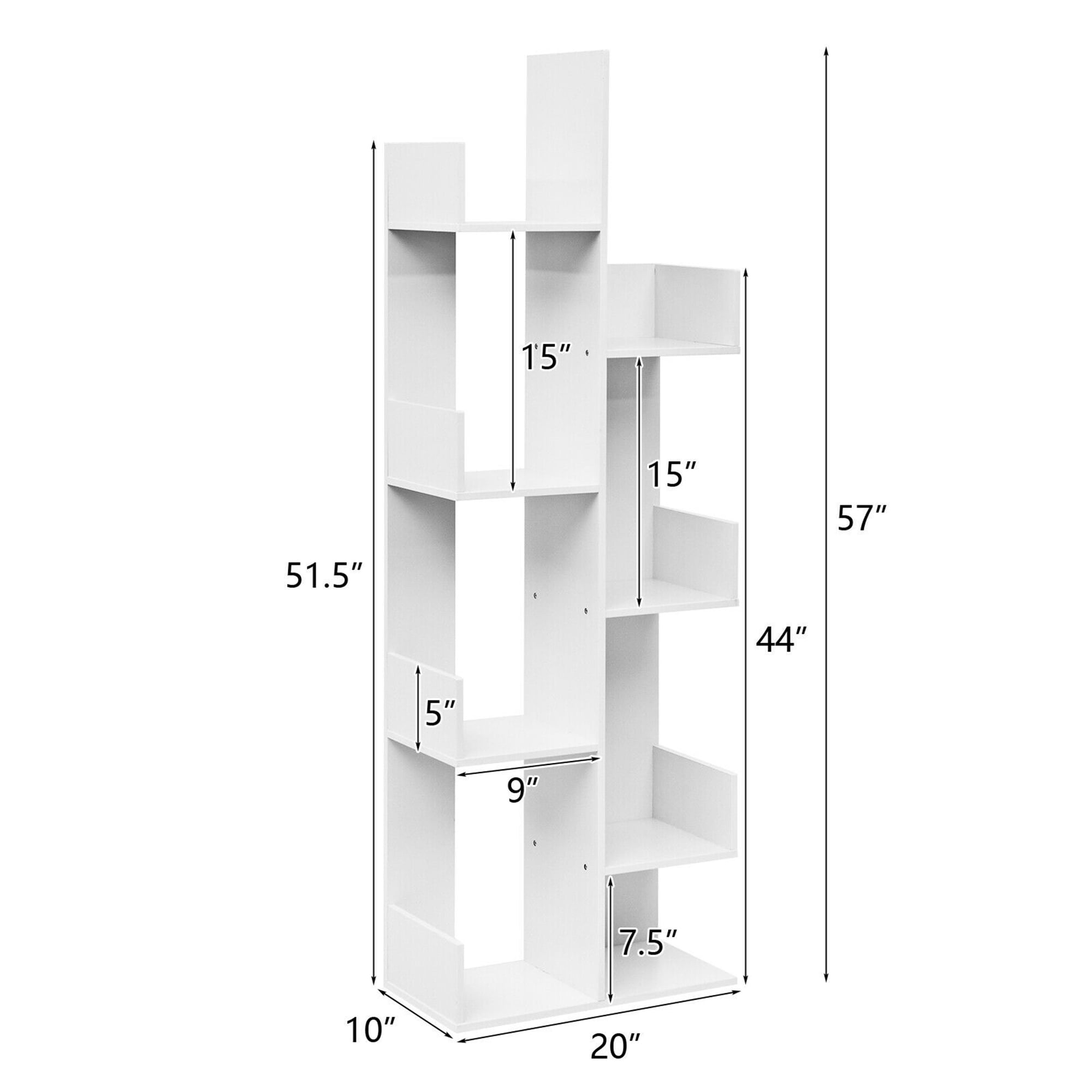 Gymax 8 Shelf Bookcase, White