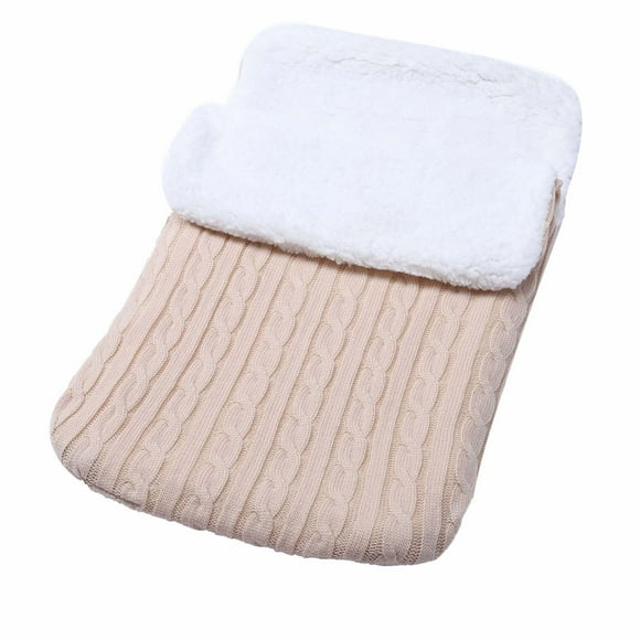 DPTALR Couverture pour Nouveau-Né - Bébé Emmailloté, Sac de Couchage Doublé de Velours, Sac de Couchage Épais Tricoté et Chaud, Sac de Couchage en Laine pour Poussette