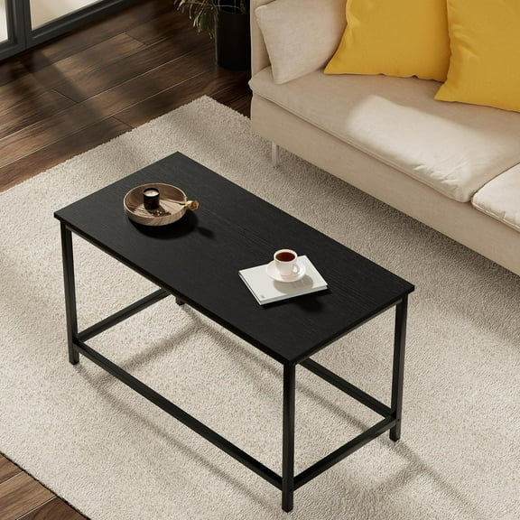 Small Black Coffee Table Modern Minimalist Center Table for Living Room, 31.5 x 15. x 17., Easy Assembly