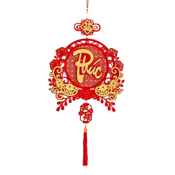 TQEHS Colgante de Año Nuevo vietnamita de estilo chino con carácter Fu rojo, decoración de la suerte de Vietnam - M3K5