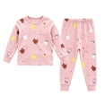 thumbnail image 2 of Spazoro Toddler Kids Girls 2PC 100% Cotton Ouifit Sets, Cute Print Long Sleeve Fall Winter Soft & Comfy Casual Shirts and Pants for Loungewear Pink Size 5-6, 2 of 6