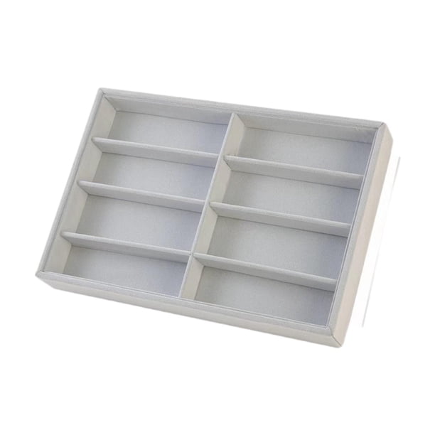 Caja de exhibición de joyas de 8 rejillas para múltiples pares, multifuncional, a prueba de polvo Gris