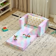 thumbnail image 6 of Ktaxon Convertible Sofa for Little Ones, 2-in-1 Toddler Couch with Side Pockets, Foldable Nap Lounge for Playroom or Bedroom Pink, 6 of 7