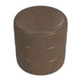 thumbnail image 5 of Upholstered Round Ottoman Brown Faux Leather, 5 of 8