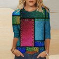 thumbnail image 2 of IROINID en Solde Polyester T-shirt à Manches Longues pour Femmes Confortable Imprimé T-shirt Ample Blouse Col Rond Hauts, Vert, 2 of 5