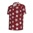 thumbnail image 3 of Daiia Snowflakes On A Buffalo Plaid Christmas Pattern Men’s Polo Shirts,Solid Deck Shirt,Classic Fit, Breathable Cotton Polo for Casual and Sport Wear-Large, 3 of 9