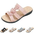 thumbnail image 6 of Wedge Slipper Sandals for Women 2025 Beach Boho Summer Flower Open Toe Dress Slides Ladies Low Heel Slip on, 6 of 7