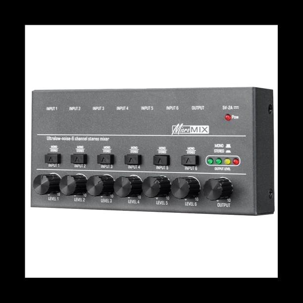 Mini Mezclador de Audio KTV Karaoke Mezclador de Sonido EstéReo Profesional de 6 Canales Mezclador de Audio de 6 Canales de Ruido Ultrabajo