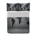 thumbnail image 1 of Dark Grey Reversible Bedspread Set, Black Colored World Map on Concrete Wall Image Urban Structure Grungy Rough Look, Pillow Shams & Comforter Microfiber Bedding Set, 3 Sizes, Grey Black, by Ambesonne, 1 of 4