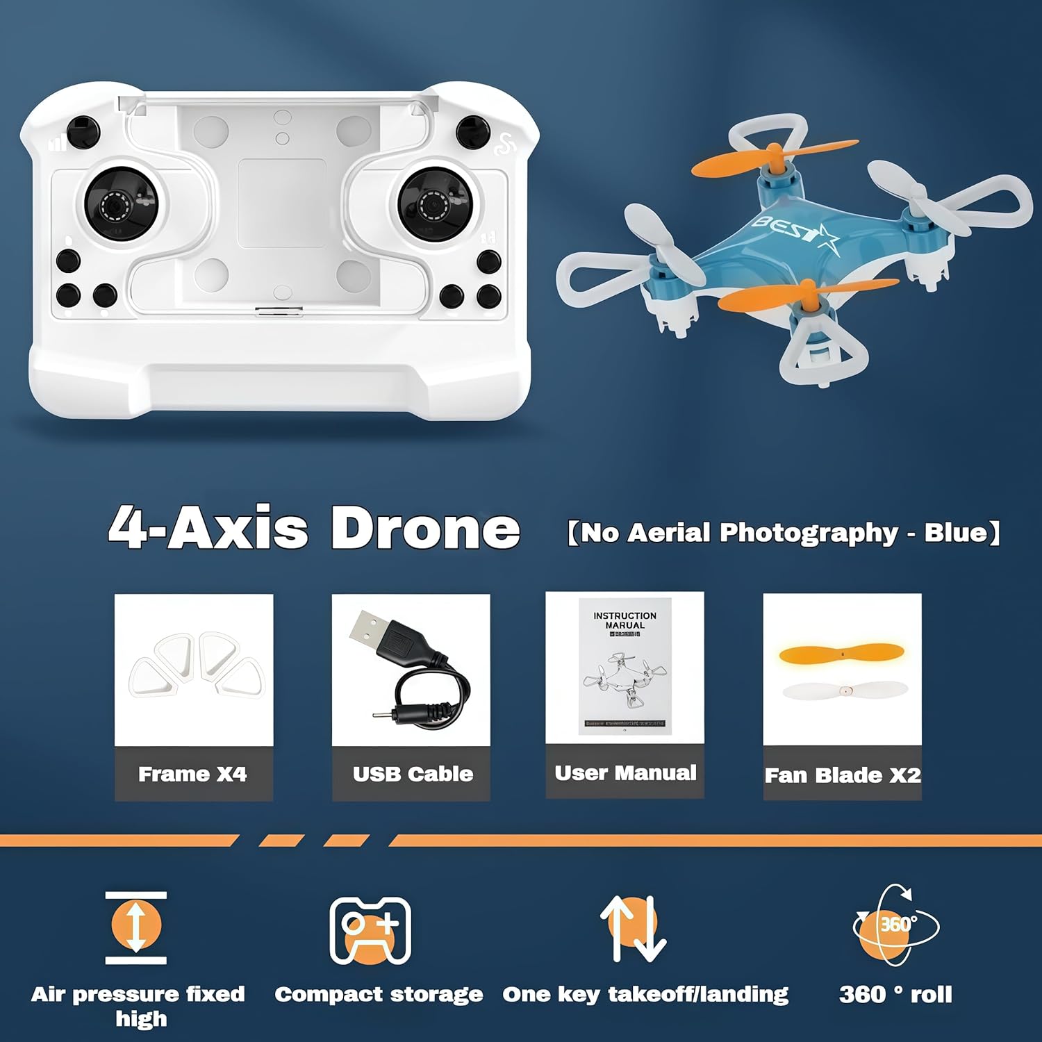 Mini Drone Beginner with Easy Stunt Flights & 360° Tricks, LED Light & Propeller Protection, Rechargeable All-Ages Beginner-Friendly Mini Drone