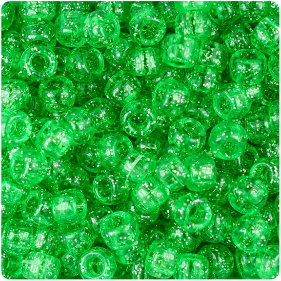 BeadTin Mint Sparkle 9mm Barrel Pony Beads (500pcs)