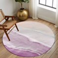thumbnail image 2 of Round Rugs 5Ft, Pink Coastal Wave Round Area Rug Washable Indoor Throw Carpet, Summer Modern Ocean Beach Soft Non Slip Circle Rug for Cabinet Bathroom Home Decor Aesthetic, 2 of 8